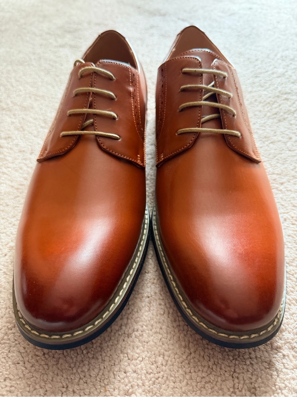 NWOT Men's Bruno Marc Classic Cognac Dress Shoes - Size 12